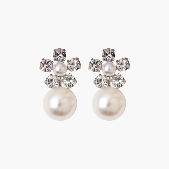 NWT Jennifer Behr Linden Earrings Pearl Crystal - Picture 1 of 1